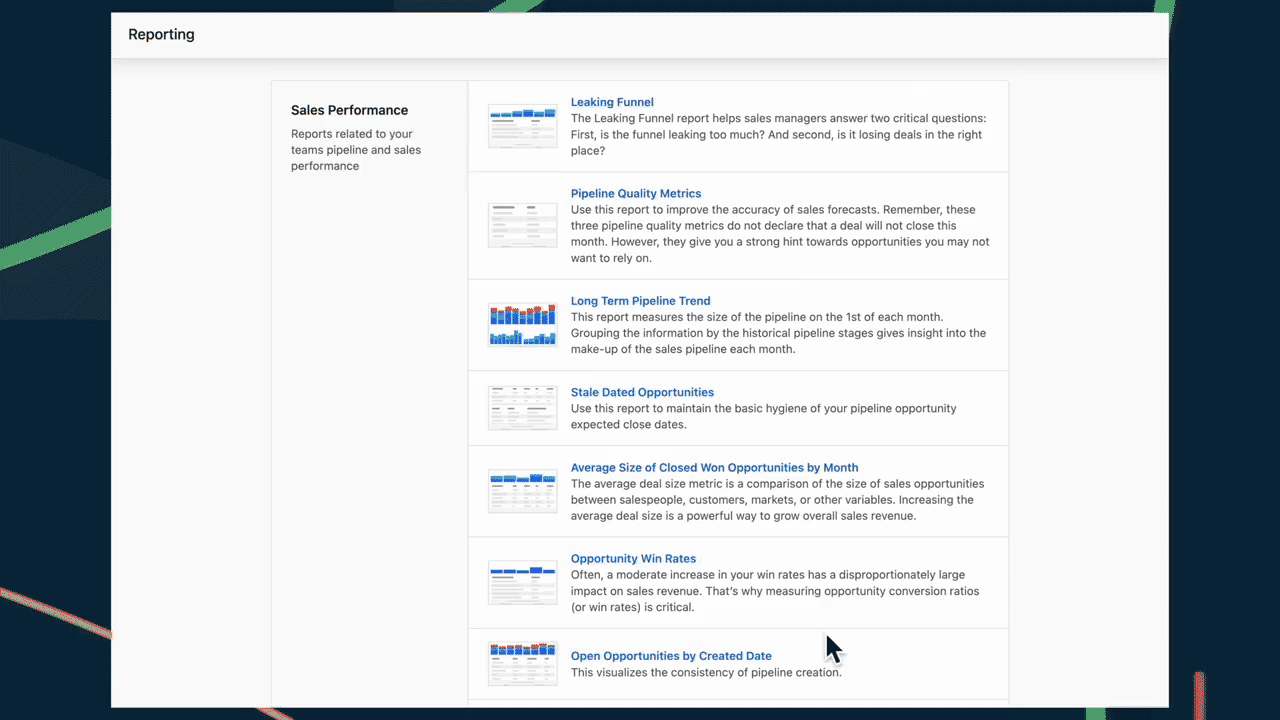 Pipeline by month and date in Premium Reports